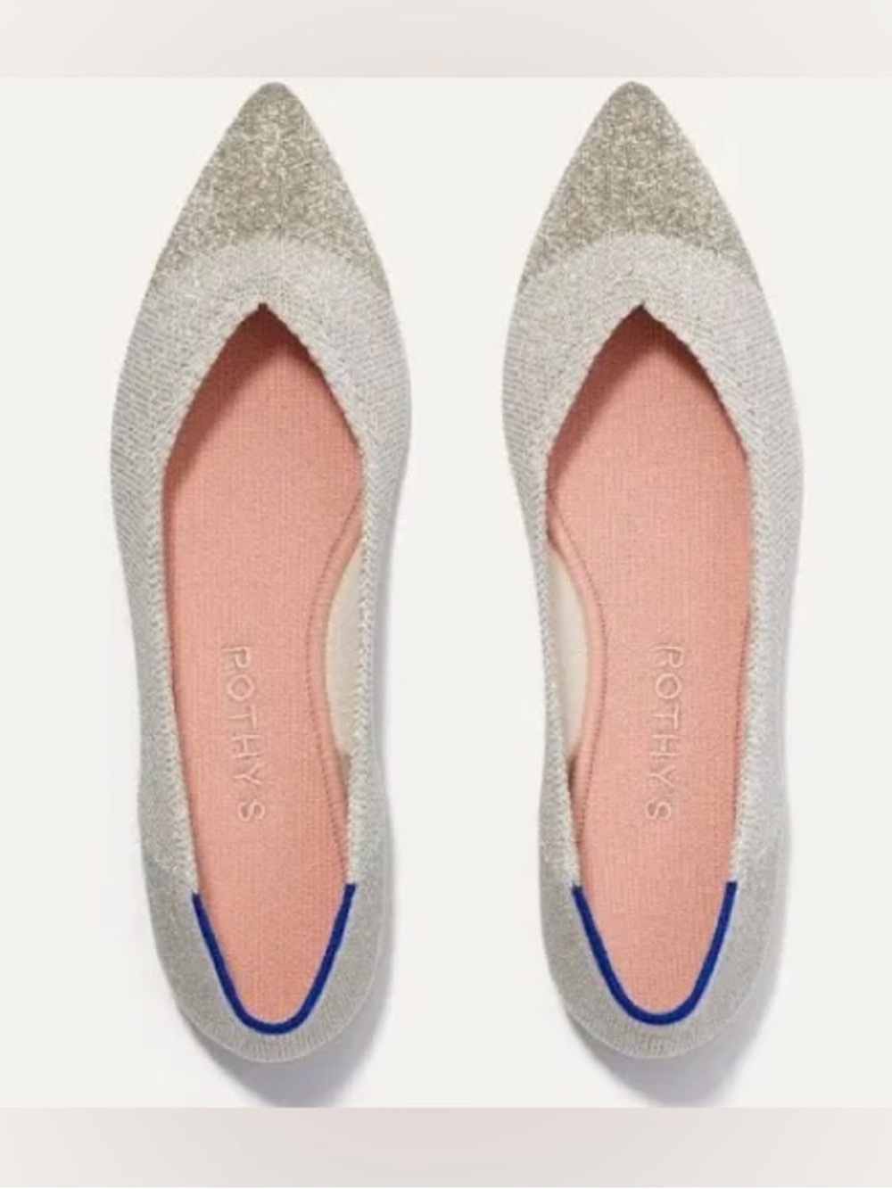 Rothy’s The Point Diamond Metallic Flat Shoe 9